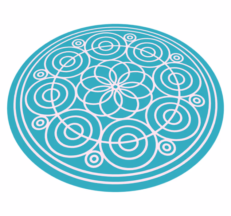 Turquoise Circular Pattern mandala vinyl rug - TenStickers