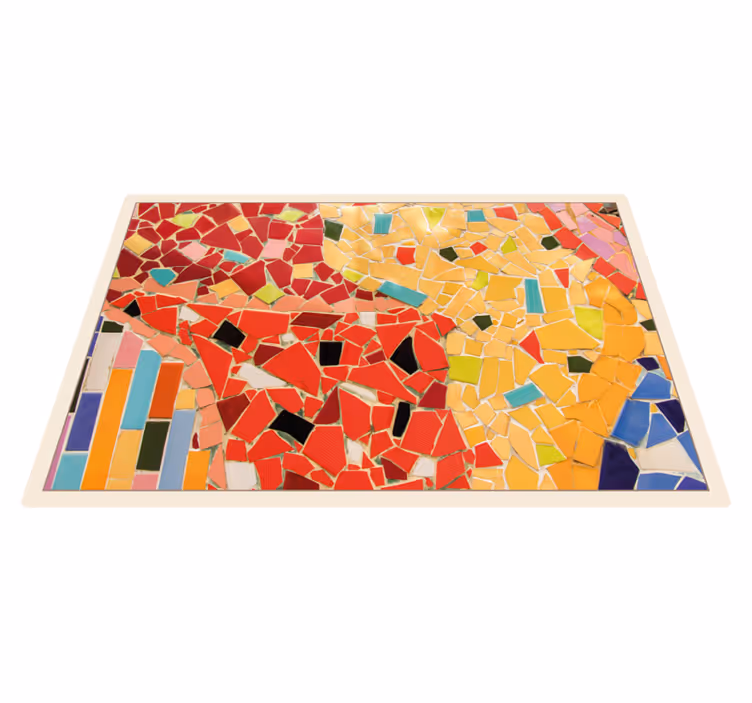 Vibrant tiled arrangement mosaic vinyl rug - TenStickers