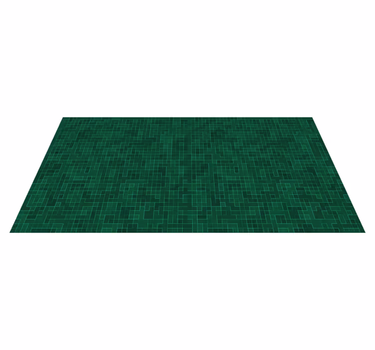 Green Grid Pattern geometric vinyl rug - TenStickers