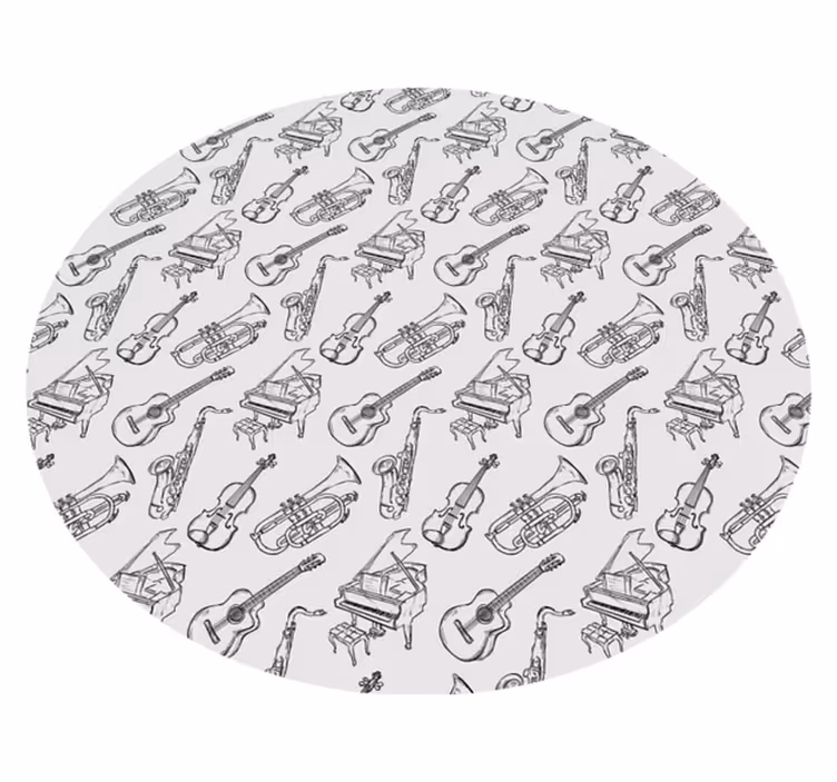 Musical Instruments Motif circular vinyl rug - TenStickers