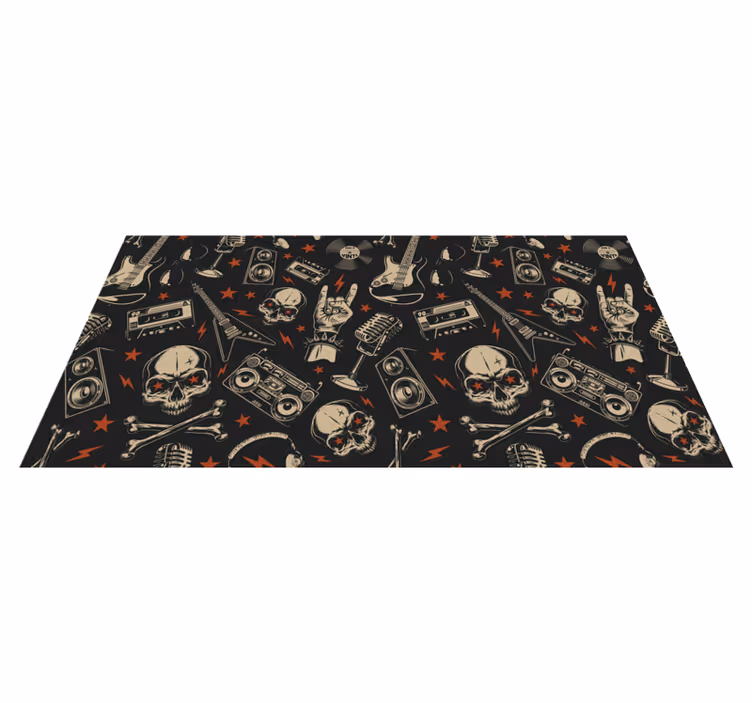 Skull Music Theme teenage bedroom vinyl rug - TenStickers