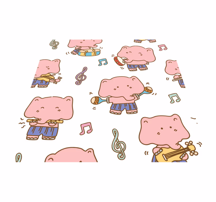 Musical Elephants Theme kids vinyl rug - TenStickers