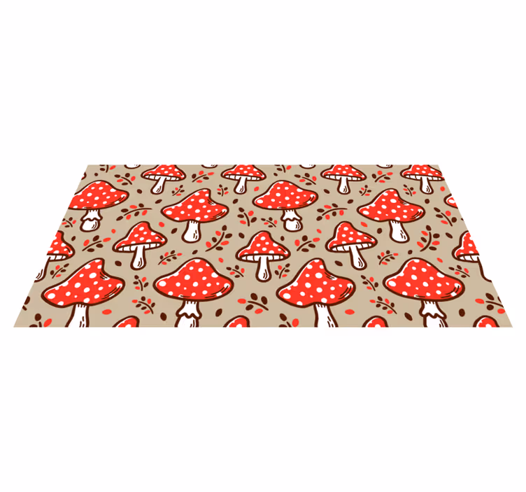 Vibrant Fungal Motifs floral vinyl rug - TenStickers