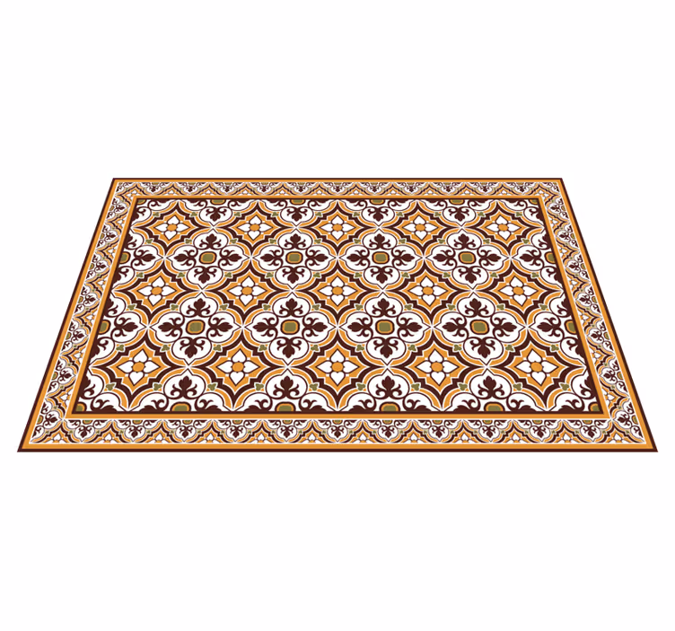 Brown and green plants pattern tile carpet - TenStickers