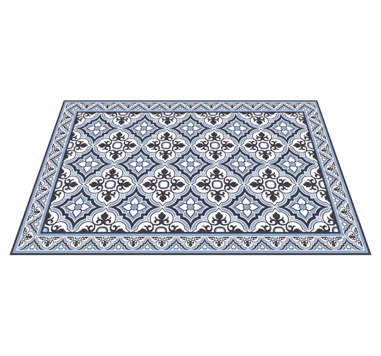 Light blue classical tile design kitchen vinyl rug - TenStickers