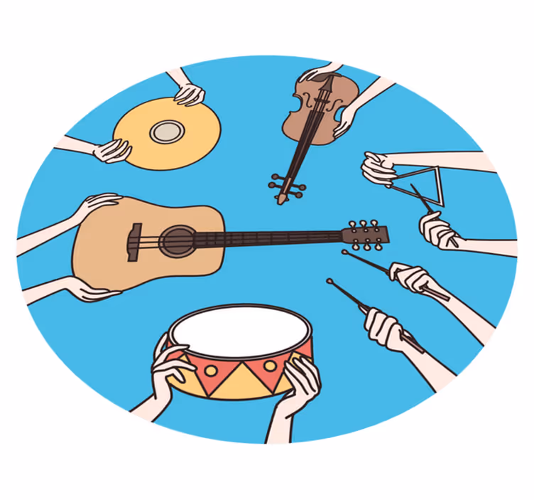 Musical Hands Motif kids vinyl rug - TenStickers