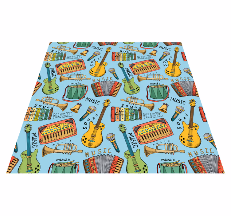 Kids vinyl rug with joyful music instruments - TenStickers