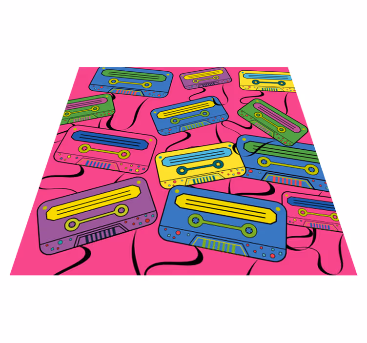Vibrant Cassette Tapes teenage bedroom vinyl rug - TenStickers
