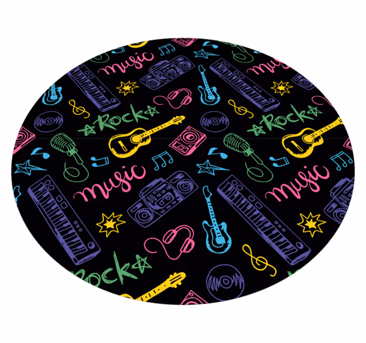 Musical Icons Pattern teenage bedroom vinyl rug - TenStickers