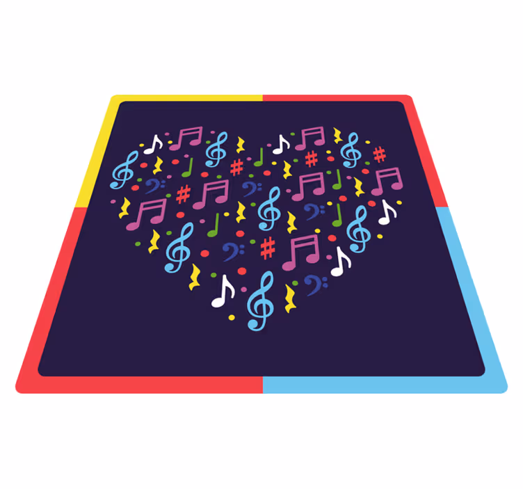 Musical Notes Heart teenage bedroom vinyl rug - TenStickers