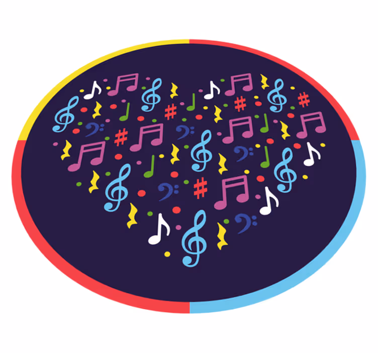 Musical Note Heart teenage bedroom vinyl rug - TenStickers