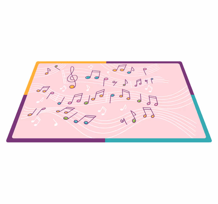 Melodic Note Flow teenage bedroom vinyl rug - TenStickers