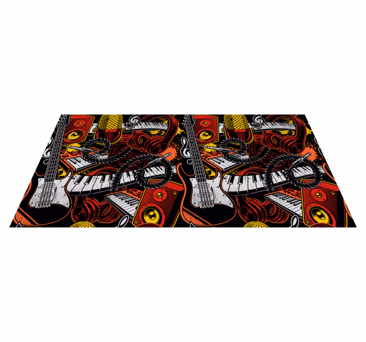 Kids vinyl rug musical instruments showcase - TenStickers