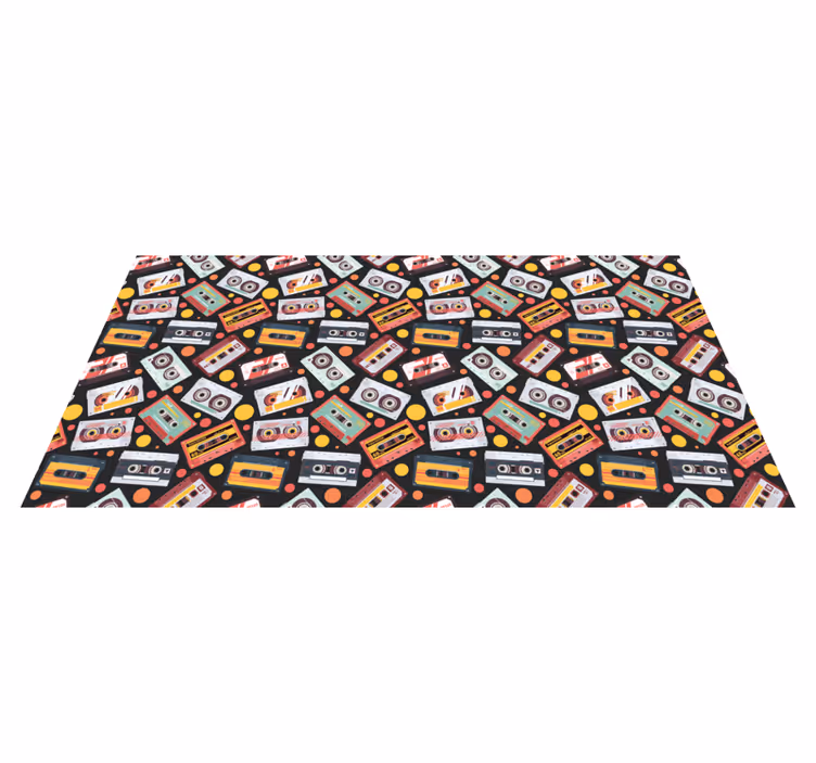 Kids vinyl rug vintage audio cassettes - TenStickers