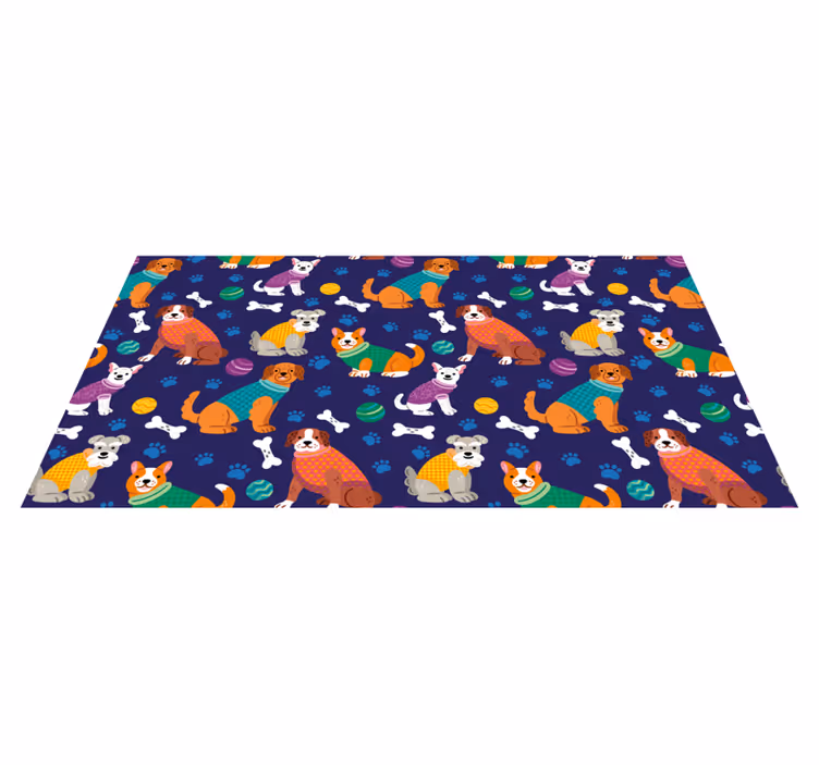 Colorful dressed puppies kids vinyl rug - TenStickers