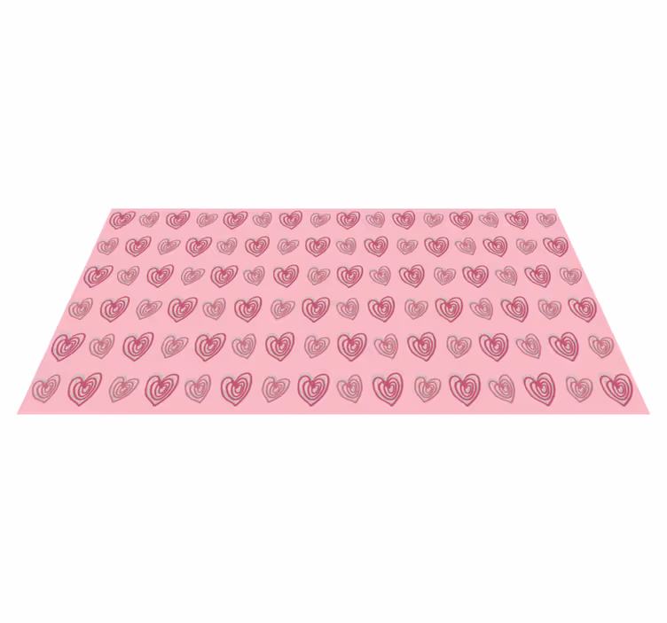 Kids vinyl rug in pink with heart doodles - TenStickers
