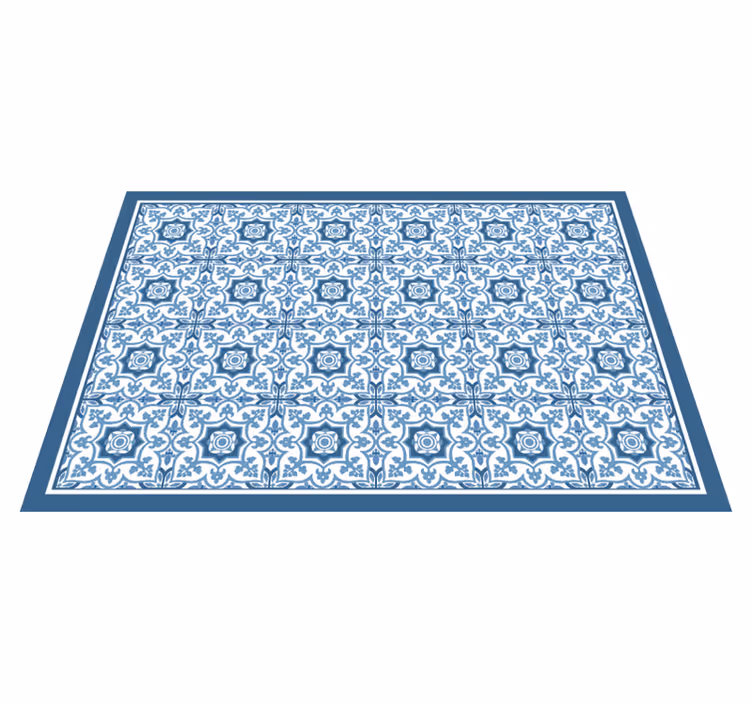 Blue patterned mosaic tile vinyl rug - TenStickers