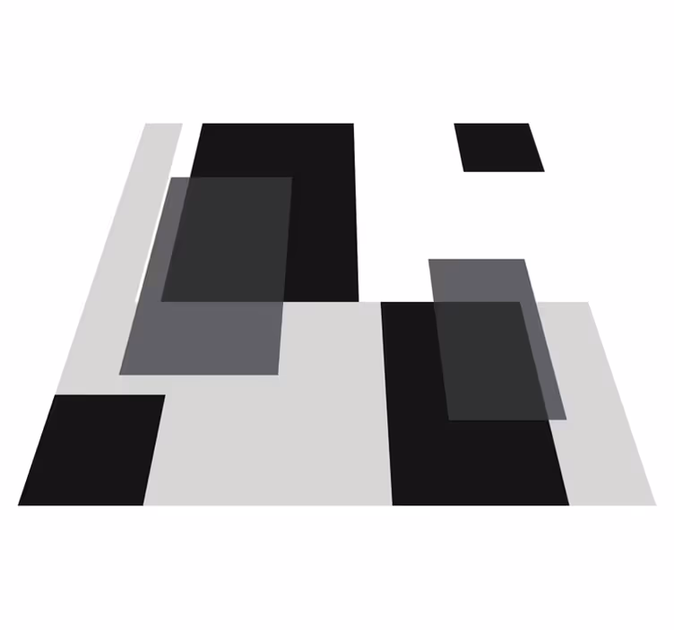 Black and white color blocks square vinyl rug - TenStickers