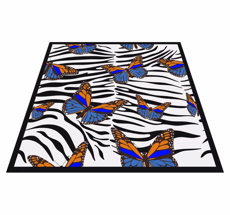 Butterfly Zebra Pattern animal print vinyl rug - TenStickers