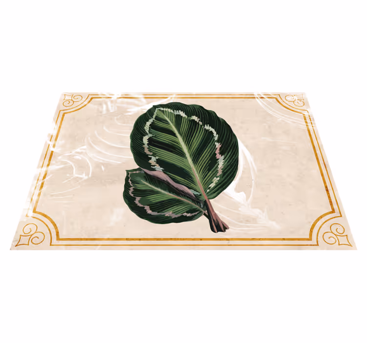 Leaf Motif Elegance nature vinyl rug - TenStickers