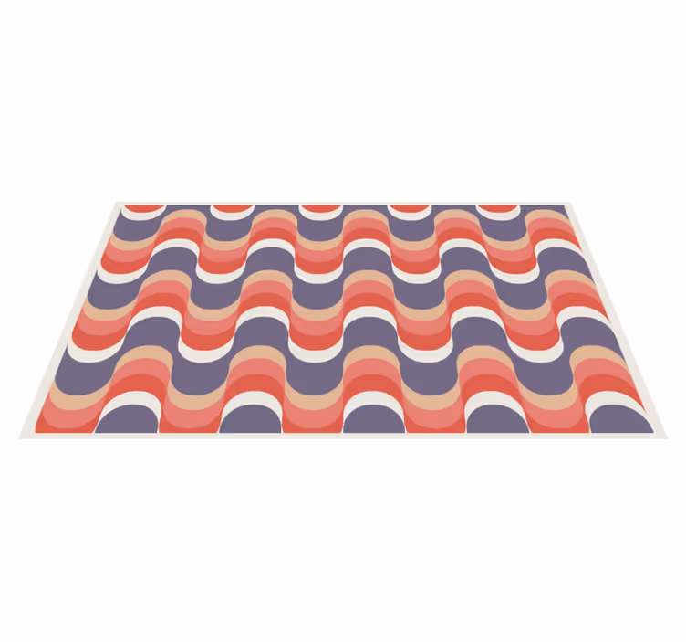 Geometric vinyl rug in wavy color palette - TenStickers