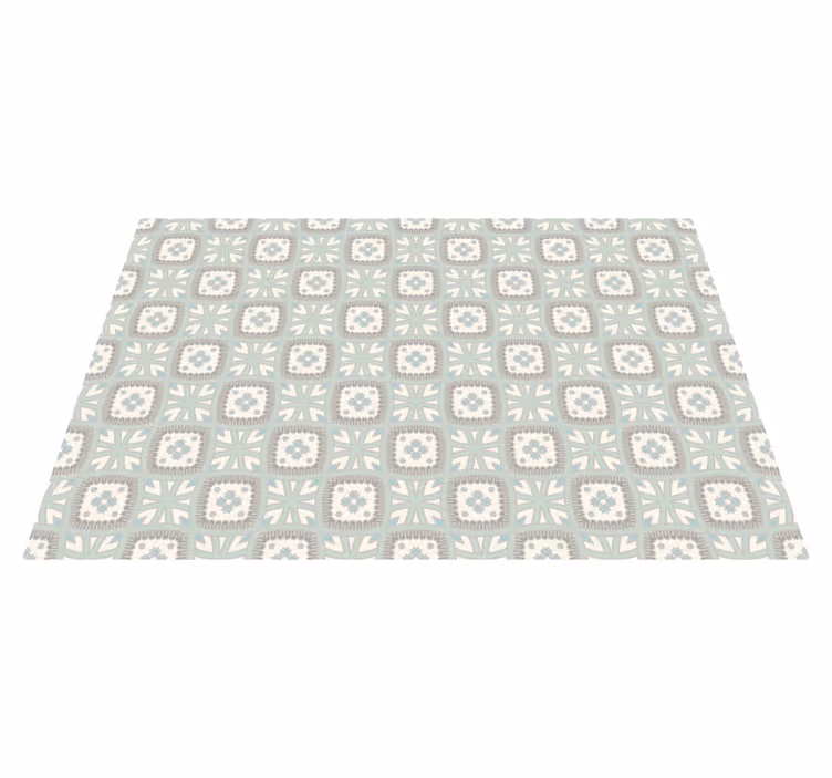 White and light blue classic tile carpet - TenStickers