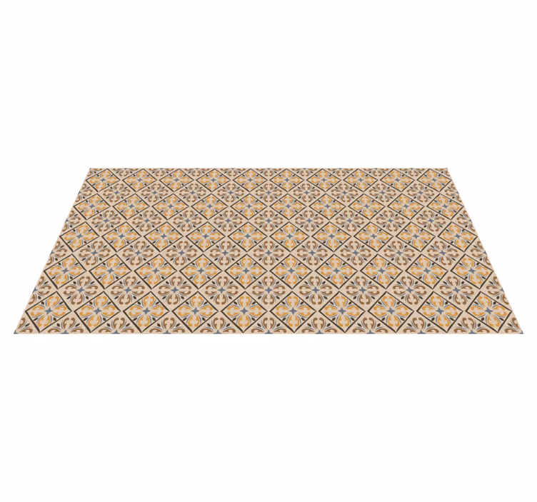 Gold and blue baroque pattern tile carpet - TenStickers