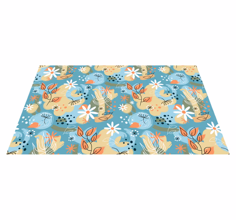Floral vinyl rug with floral abstract designs - TenStickers