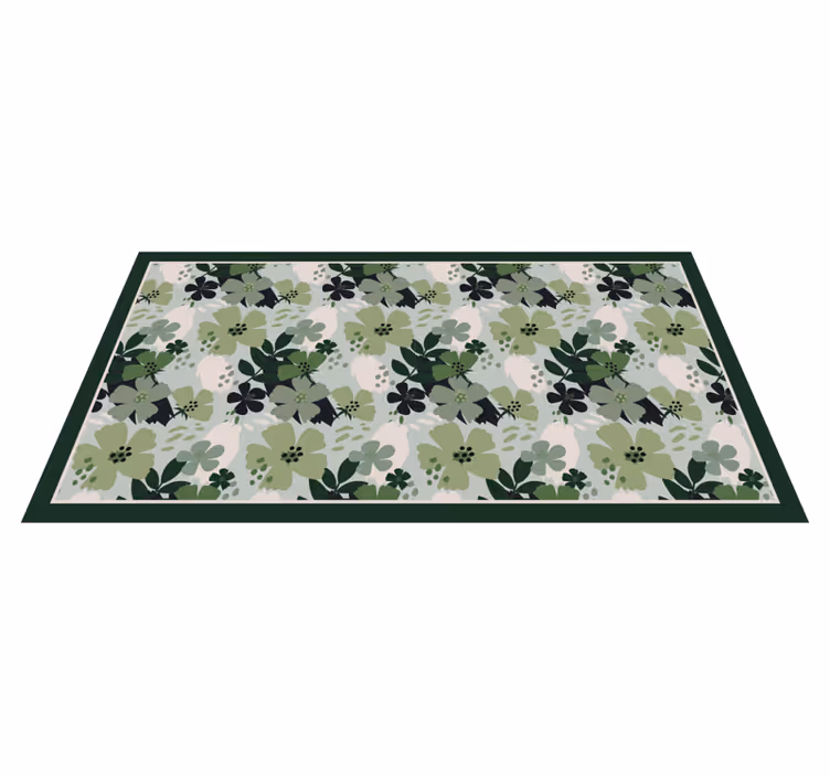 Floral vinyl rug in floral patterned green - TenStickers