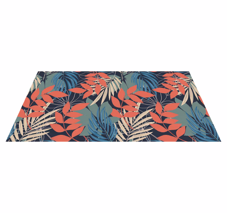 Vibrant Leaf Pattern floral vinyl rug - TenStickers