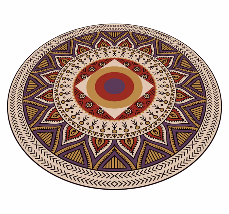 Floral beige mandala texture carpet - TenStickers