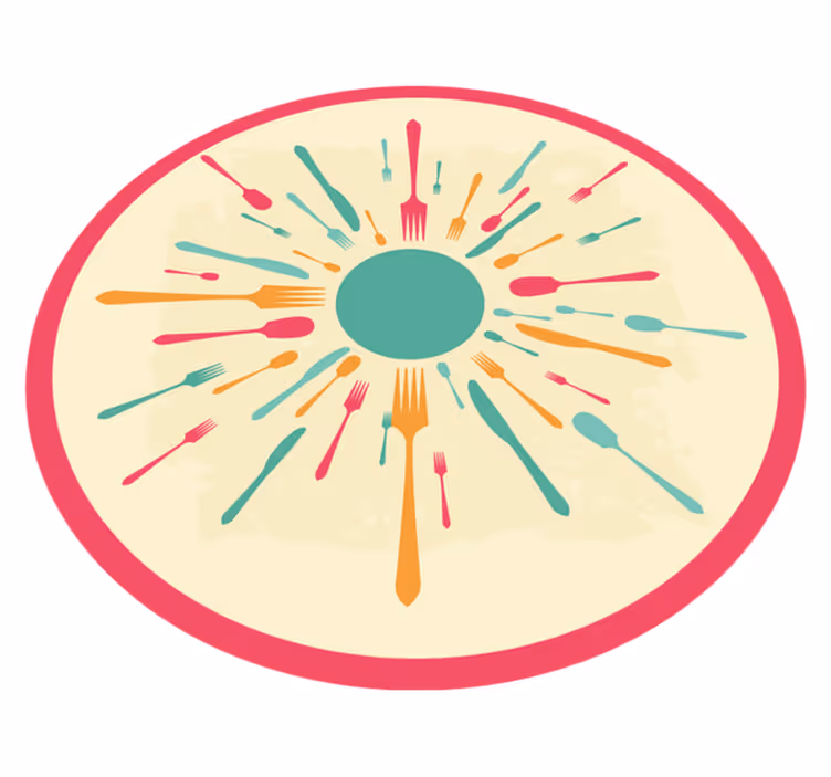 Colorful Cutlery Burst kitchen vinyl rug - TenStickers