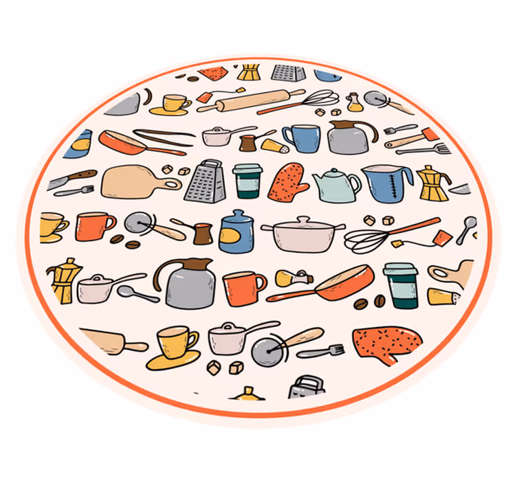 Kitchen vinyl rug kitchen utensil set - TenStickers