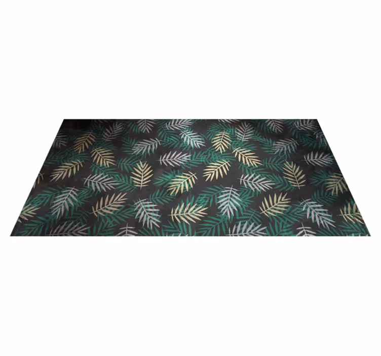 Black, grey and gold palm leaves floral rug - TenStickers