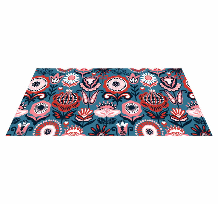 Scandinavian ethnic motif floral vinyl rug - TenStickers