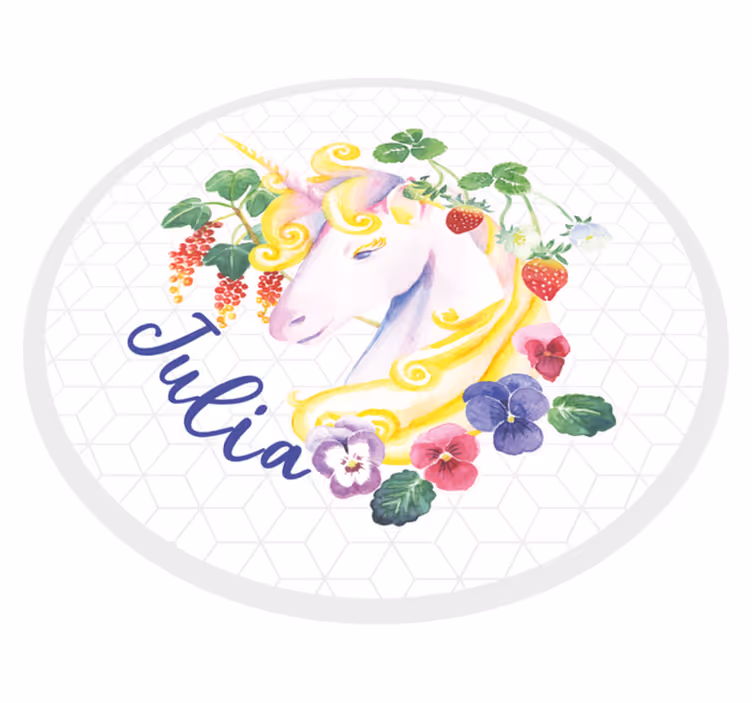 Unicorn's head hexagonal tiles personalised mat - TenStickers