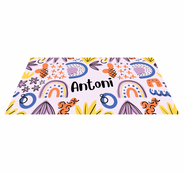 Nordic geometric with name kids vinyl rug - TenStickers