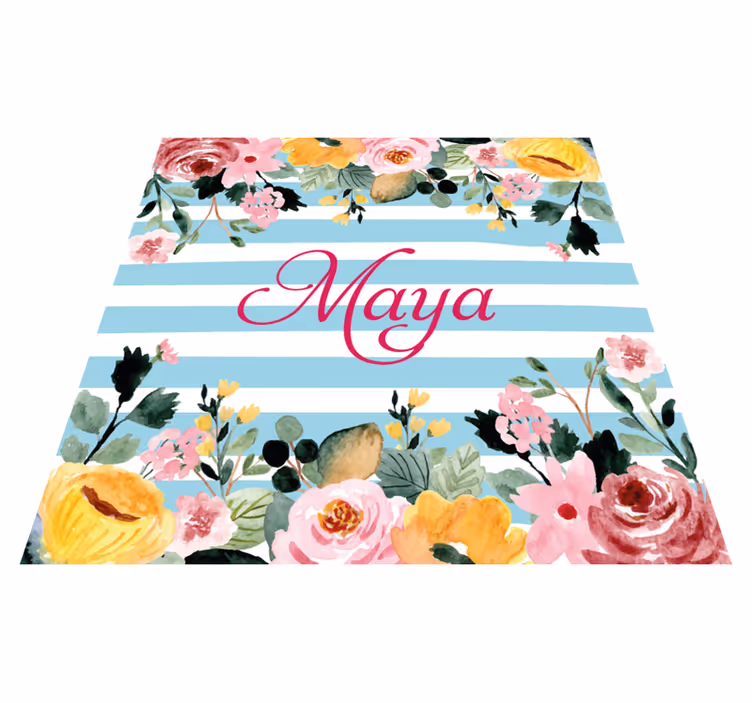 Custom botanical design bedroom vinyl rug - TenStickers