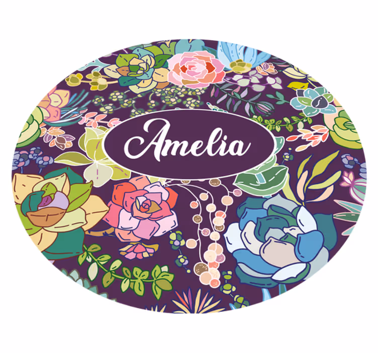 Custom floral pattern bedroom vinyl rug - TenStickers