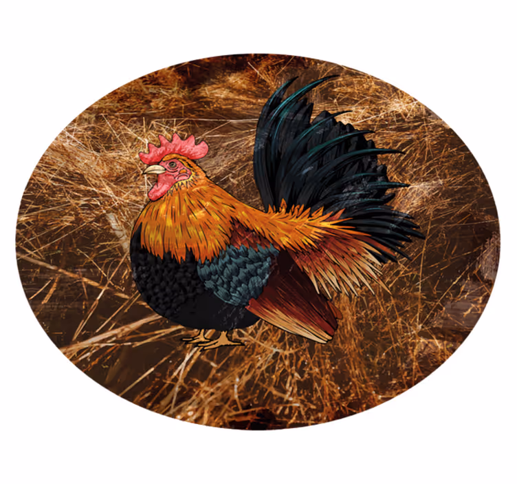 Animal print vinyl rug with colorful rooster design - TenStickers