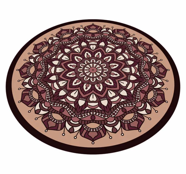 Brown complex motif mandala vinyl rug - TenStickers