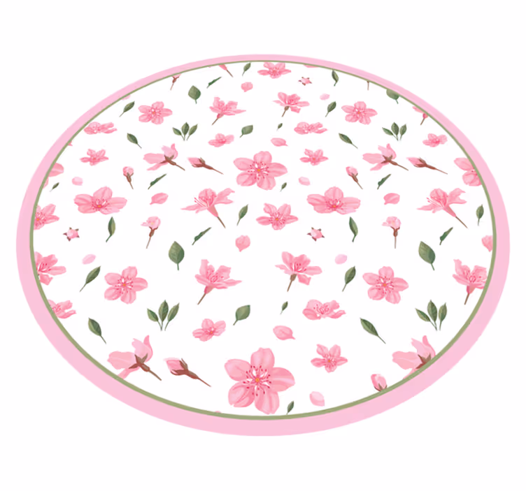 Blooming Pink Blossom floral vinyl rug - TenStickers