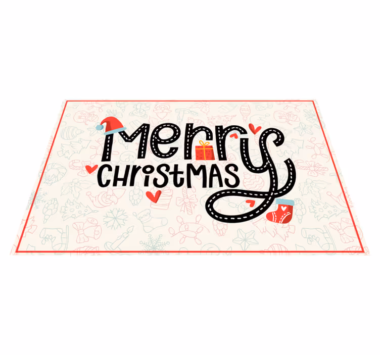 Cheerful greeting Christmas vinyl rug - TenStickers