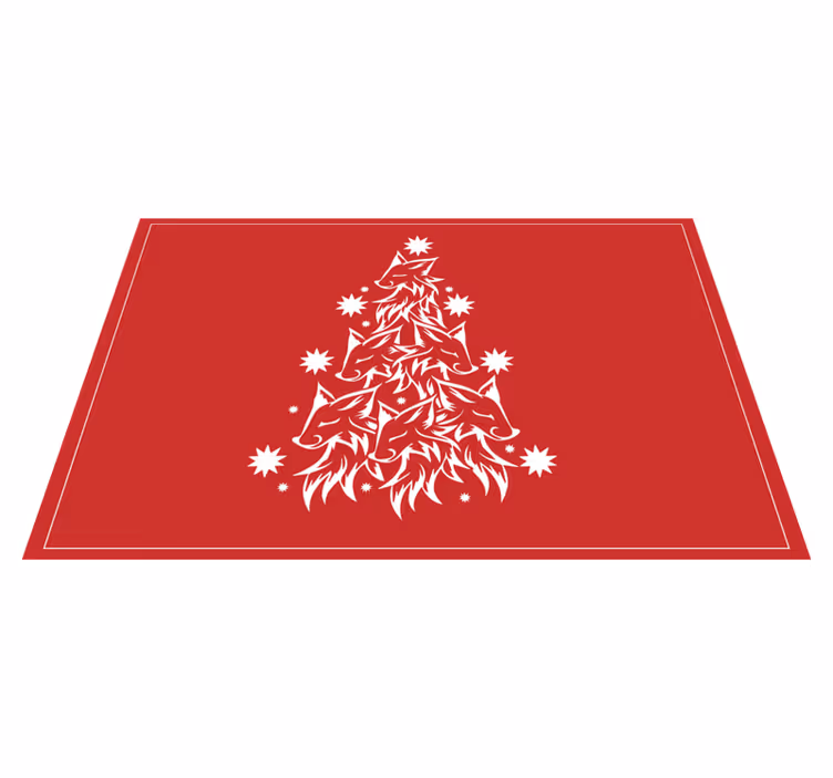 Christmas tree wolves Christmas vinyl rug - TenStickers