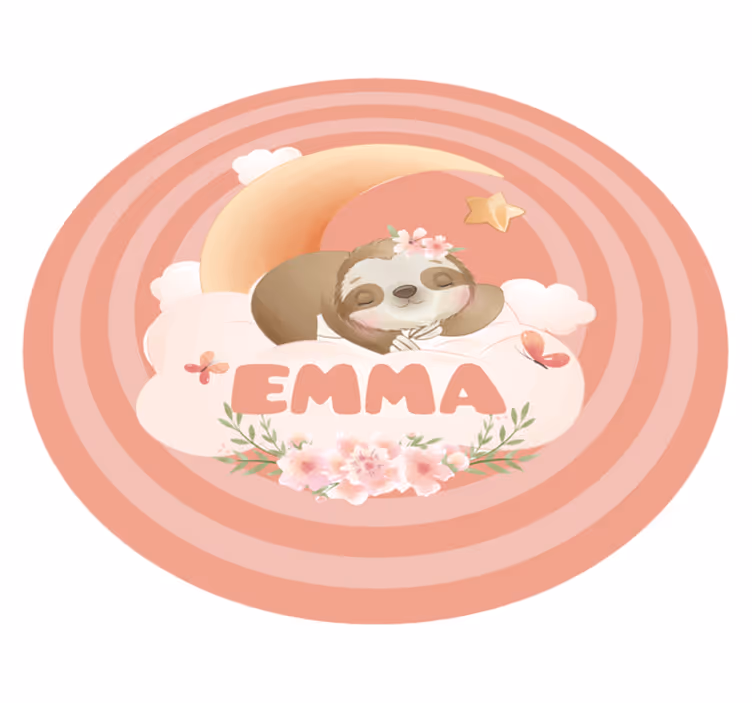 Cute animals sloth with name baby play mat - TenStickers