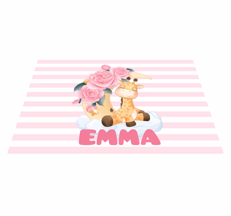 Custom happy giraffe nursery vinyl rug - TenStickers