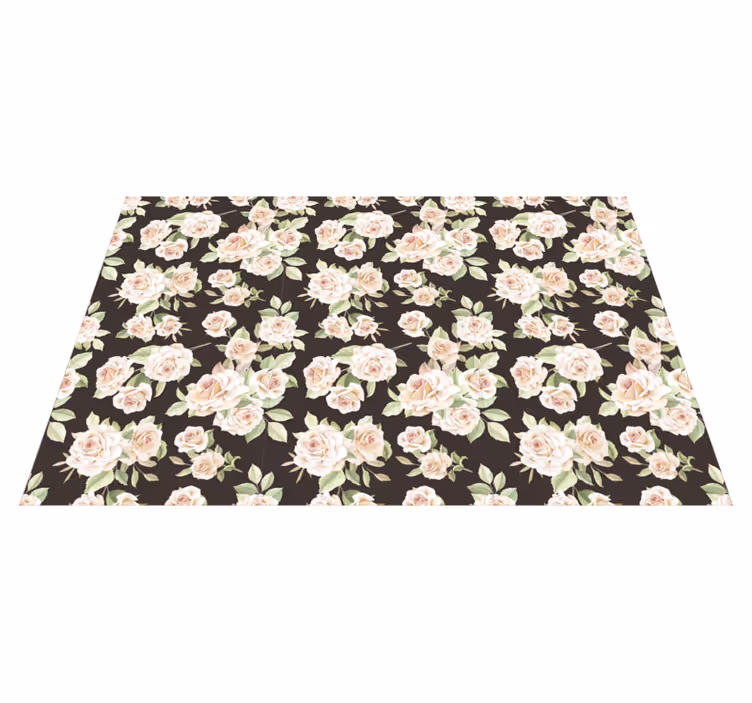 Floral vinyl rug with rose floral pattern - TenStickers