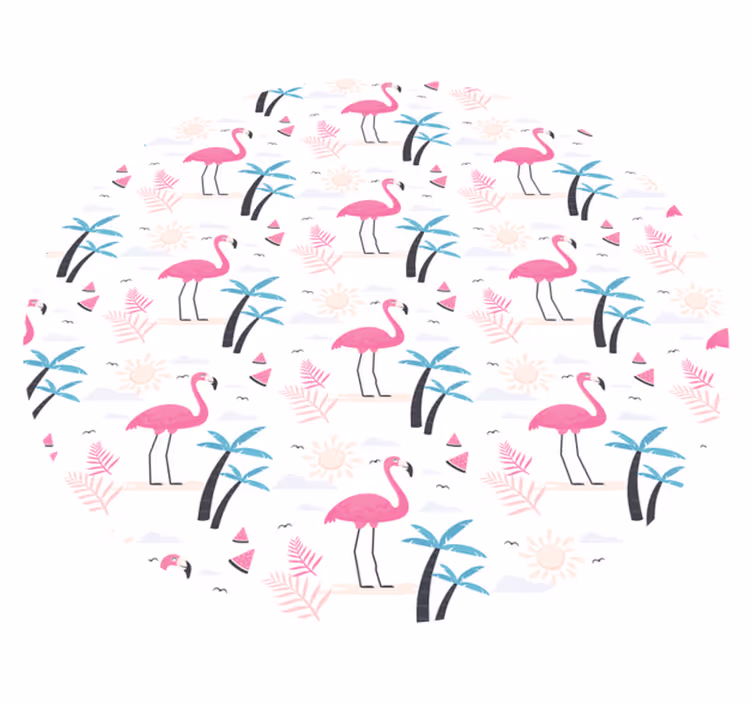 Flamingo tropical scene teenage bedroom vinyl rug - TenStickers