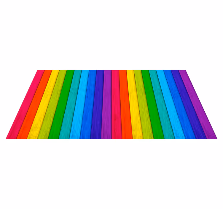 Rainbow Striped Layout wood effect vinyl rug - TenStickers