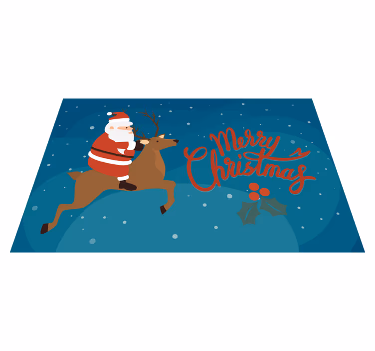 Santa Riding Reindeer Christmas vinyl rug - TenStickers